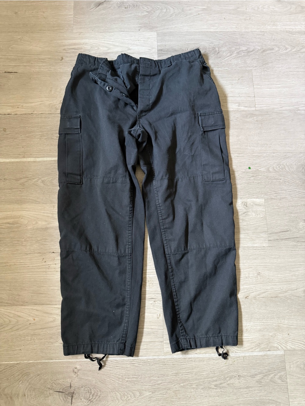 Men's Black Cargo Pants with Drawcord Ankles